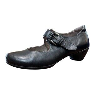 Ecco Black Leather Mary Jane Pumps  EU 38 / US 7-7.5  Officecore Career Church
